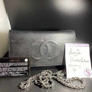 SOLD Chanel caviar leather CC woc wallet on chain